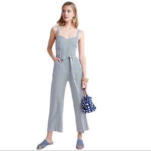 NWT Paige Striped Blue & White Jumpsuit Wide Leg Paige Emma Striped Jumpsuit-L